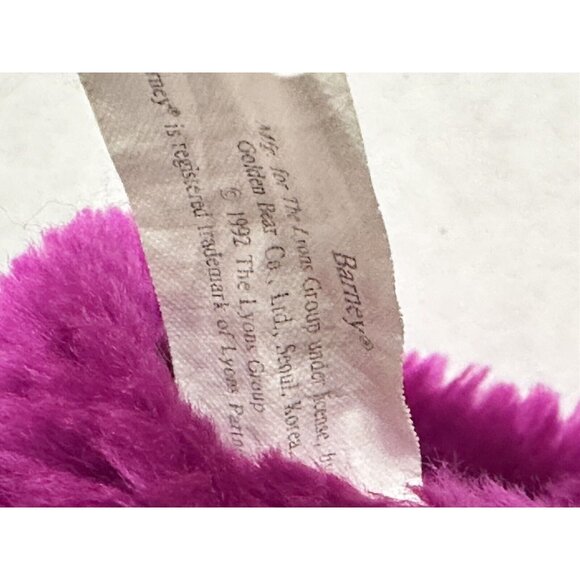 Lyons Group 1993 Barney The Purple Dinosaur Hand Puppet Kids Plush Embroidery - Picture 5 of 7